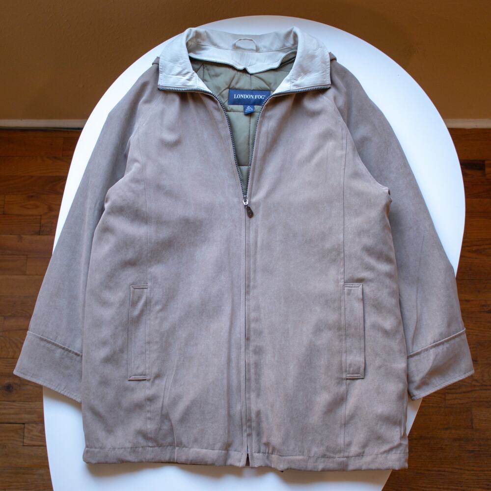 London Fog Beige Layered Winter Coat Size Medium